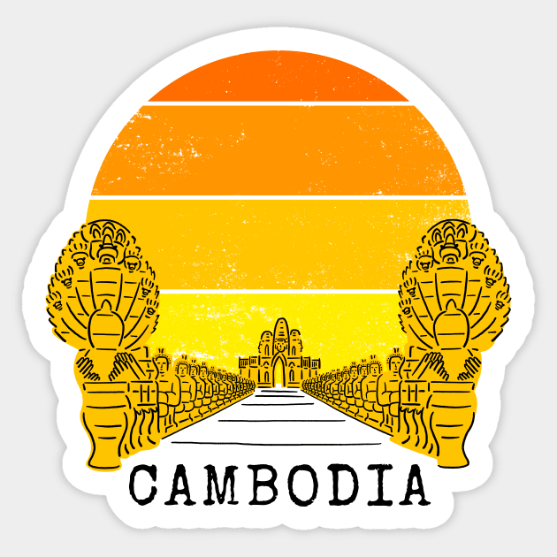 Angkor Thom Majesty: Cambodia's Ancient Wonder - Yellow Edition Sticker by CuteBotss